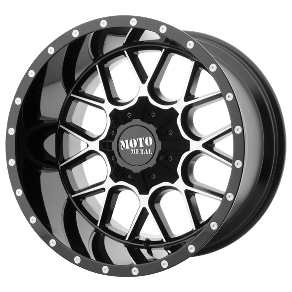 Moto Metal MO986 SIEGE 20x9 ET18 6x135/139.7 106.10mm GLOSS BLACK MACHINED (Load Rated 1134kg)