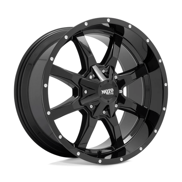 Moto Metal MO970 20x12 ET-44 8x180 124.20mm GLOSS BLACK W/ MILLED LIP (Load Rated 1651kg)