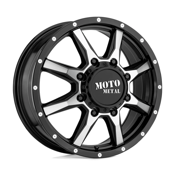 Moto Metal MO995 17x6.5 ET111 8x165.1 125.10mm GLOSS BLACK MACHINED - FRONT (Load Rated 1451kg)
