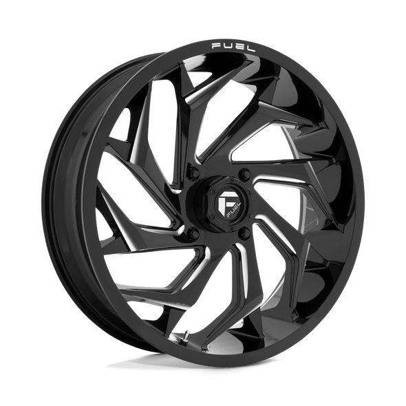 Fuel D753 REACTION 22x7 ET13 4x156 132.00mm GLOSS BLACK MILLED (Load Rated 454kg)