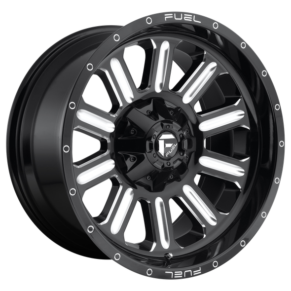 Fuel D620 HARDLINE 18x9 ET-12 5x114.3/127 78.10mm GLOSS BLACK MILLED (Load Rated 1134kg)