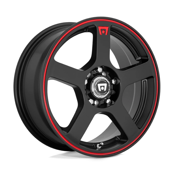 Motegi Racing MR116 FS5 18x8 ET45 5x108/114 72.56mm MATTE BLACK W/ RED STRIPE (Load Rated 717kg)