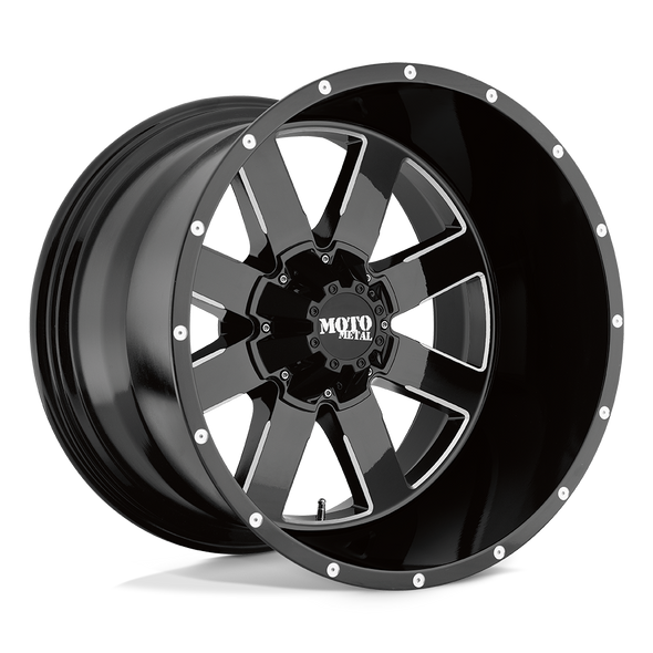 Moto Metal MO962 17x10 ET-24 6x135/140 106.10mm GLOSS BLACK MILLED (Load Rated 1134kg)