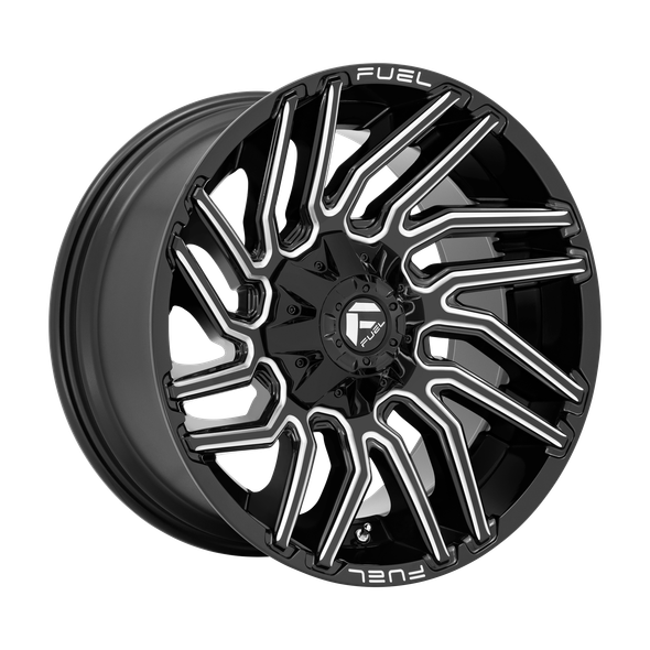 Fuel D773 TYPHOON 22x12 ET-44 6x135/139.7 106.10mm GLOSS BLACK MILLED (Load Rated 1134kg)