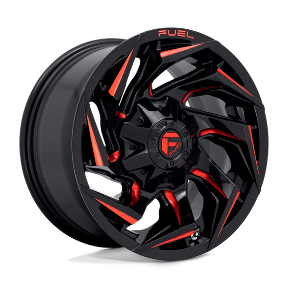 Fuel D755 REACTION 24x12 ET-44 5x127/139.7 87.10mm GLOSS BLACK MILLED W/ RED TINT (Load Rated 1134kg)