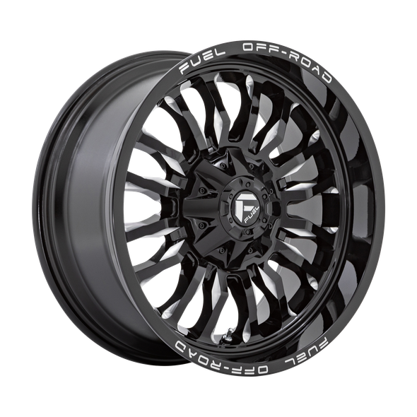 Fuel D795 ARC 20x10 ET-18 6x135/139.7 106.10mm GLOSS BLACK MILLED (Load Rated 1134kg)