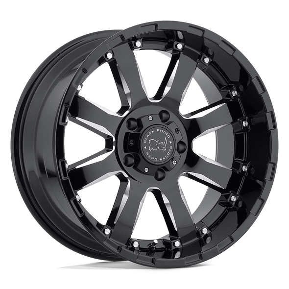 Black Rhino SIERRA 20x9 ET12 5x150 110.10mm GLOSS BLACK W/ MILLED SPOKES (Load Rated 1020kg)