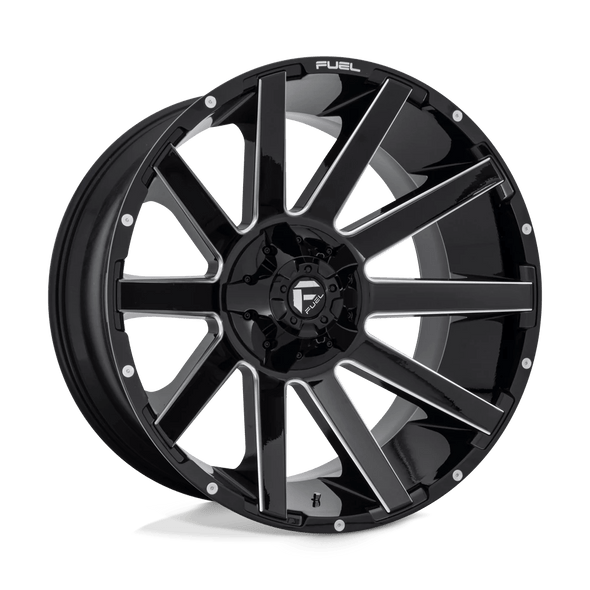 Fuel D615 CONTRA 24x12 ET-44 8x165 125.10mm GLOSS BLACK MILLED (Load Rated 1678kg)