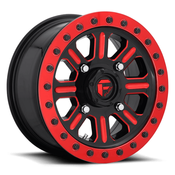 Fuel D911 HARDLINE BEADLOCK 15x7 ET38 4x137 110.10mm GLOSS BLACK RED TINTED CLEAR (Load Rated 454kg)