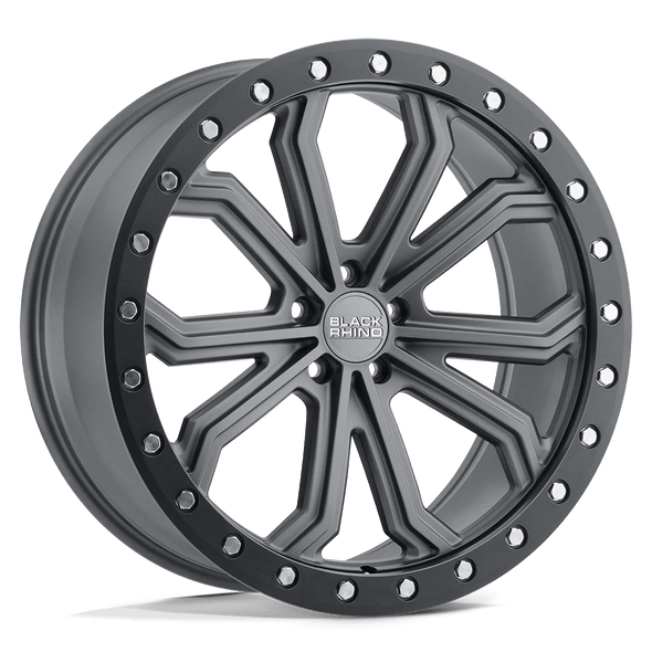 Black Rhino TRABUCO 20x10 ET40 5x112 66.56mm MATTE GUNMETAL W/ BLACK RING & SILVER BOLTS (Load Rated 1020kg)