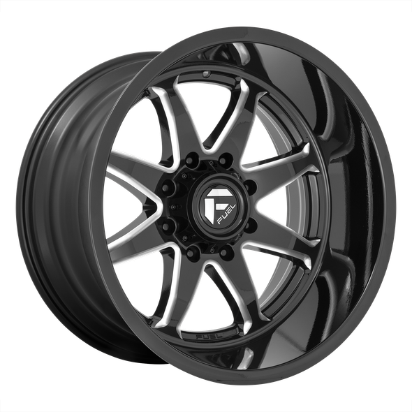 Fuel D749 HAMMER 22x12 ET-44 8x170 125.10mm GLOSS BLACK MILLED (Load Rated 1678kg)