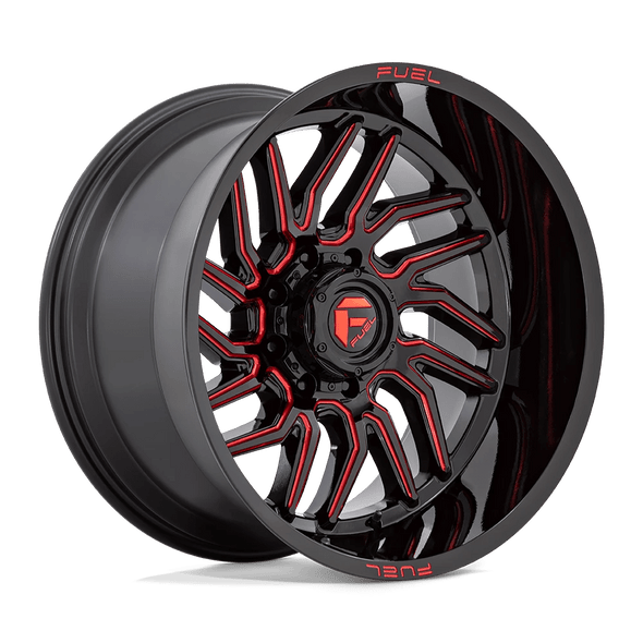 Fuel D808 HURRICANE 22x12 ET-44 8x165 125.10mm GLOSS BLACK MILLED RED TINT (Load Rated 1678kg)