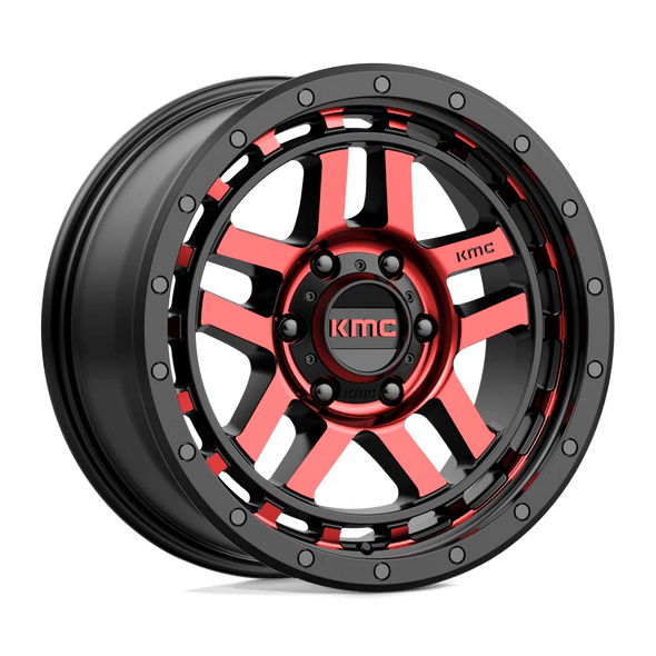 KMC KM540 RECON 18x8.5 ET18 6x140 106.10mm GLOSS BLACK MACHINED W/ RED TINT (Load Rated 1134kg)