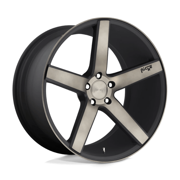 Niche M134 MILAN 22x10 ET40 5x120 72.56mm MATTE BLACK MACHINED W/ DOUBLE DARK TINT (Load Rated 907kg)