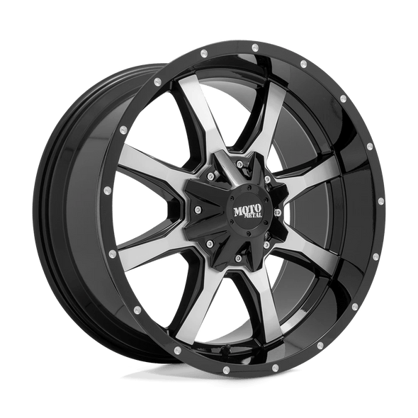 Moto Metal MO970 20x10 ET-18 8x165 125.10mm GLOSS BLACK W/ MACHINED FACE (Load Rated 1651kg)