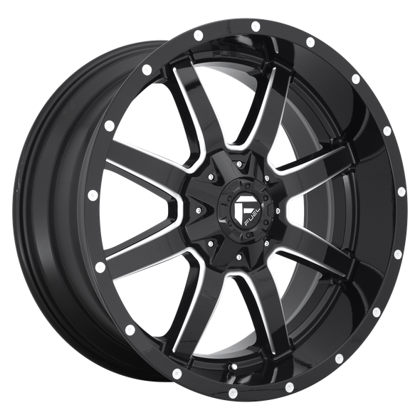 Fuel D610 MAVERICK 22x12 ET-44 8x180 124.20mm GLOSS BLACK MILLED (Load Rated 1678kg)