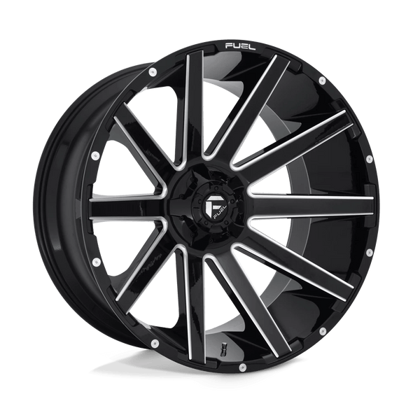Fuel D615 CONTRA 24x12 ET-44 6x135/139.7 106.10mm GLOSS BLACK MILLED (Load Rated 1134kg)