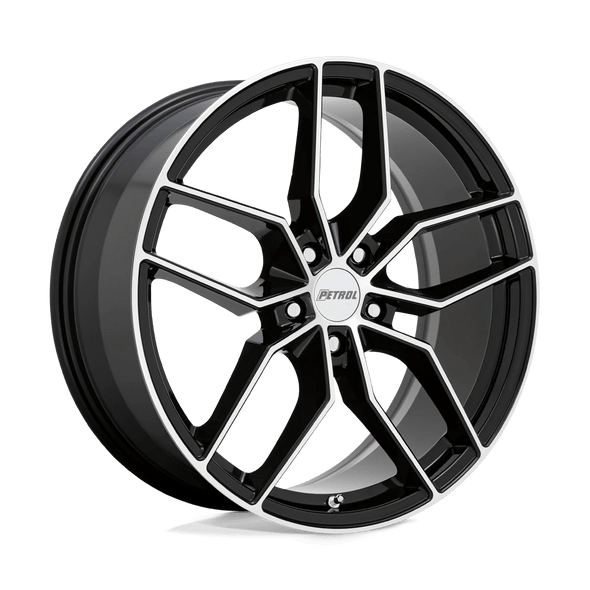 Petrol P5C 18x8 ET35 5x120 76.10mm GLOSS BLACK W/ MACHINED FACE (Load Rated 771kg)