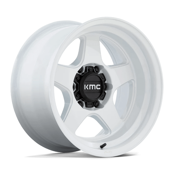 KMC KM728 LOBO 17x8.5 ET-10 5x127 71.50mm GLOSS WHITE (Load Rated 1134kg)