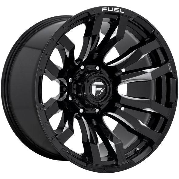Fuel D673 BLITZ 20x8.25 ET105 8x210 154.30mm GLOSS BLACK MILLED (Load Rated 1361kg)