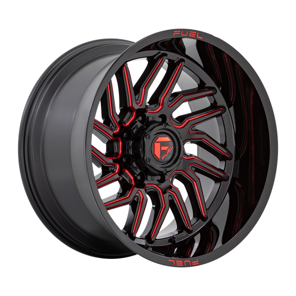 Fuel D808 HURRICANE 20x10 ET-18 5x127 71.50mm GLOSS BLACK MILLED RED TINT (Load Rated 1134kg)