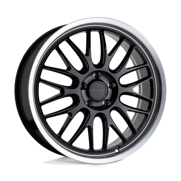 Petrol P4C 16x7 ET40 5x100 72.10mm GLOSS BLACK W/ MACHINED CUT LIP (Load Rated 771kg)