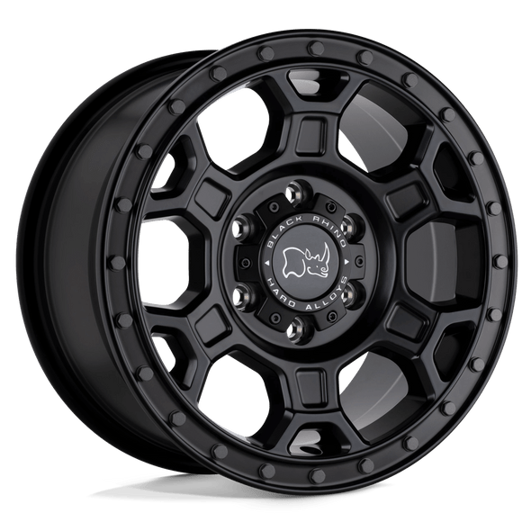 Black Rhino MIDHILL 16x8 ET45 6x130 84.10mm MATTE BLACK W/ GUNMETAL BOLTS (Load Rated 1497kg)