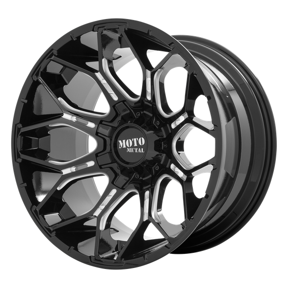 Moto Metal MO808 SNIPER 20x10 ET-18 5x140/150 110.10mm GLOSS BLACK MILLED (Load Rated 1134kg)