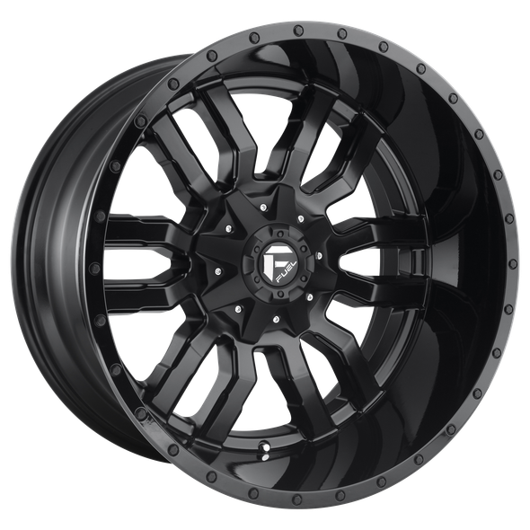 Fuel D596 SLEDGE 22x12 ET-44 8x170 125.10mm MATTE BLACK GLOSS BLACK LIP (Load Rated 1678kg)