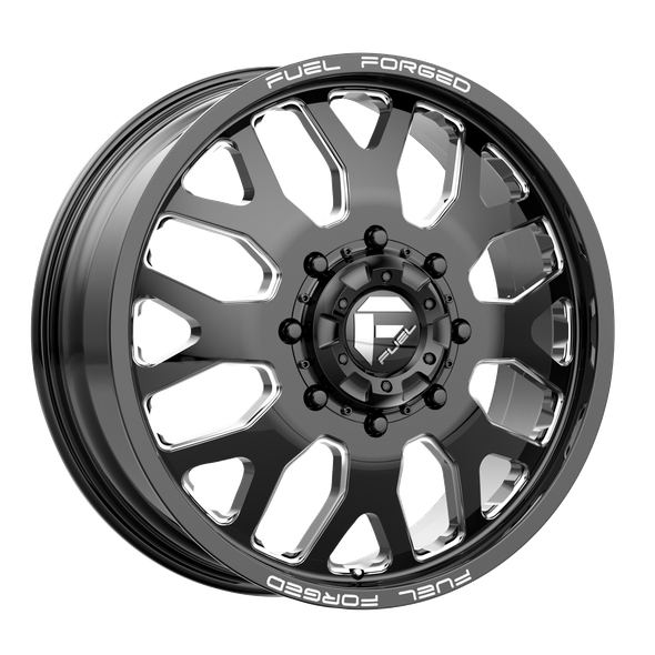 Fuel DE19 FF19D 24x8.25 ET-225 8x200 142.00mm GLOSS BLACK MILLED (Load Rated 1134kg)