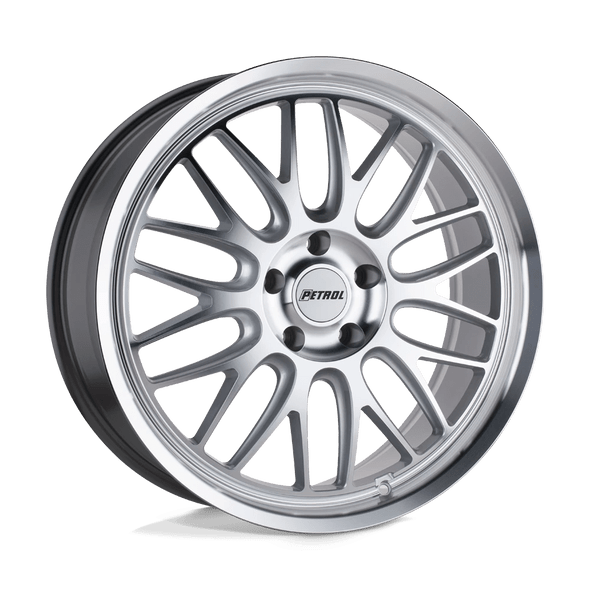 Petrol P4C 16x7 ET40 5x115 76.10mm SILVER W/ MACHINED FACE & LIP (Load Rated 771kg)