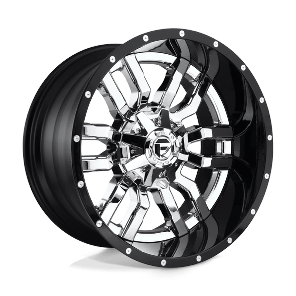 Fuel D270 SLEDGE 22x10 ET-13 6x135/140 106.10mm CHROME PLATED GLOSS BLACK LIP (Load Rated 1134kg)