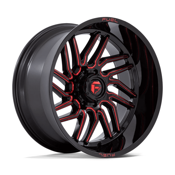 Fuel D808 HURRICANE 24x12 ET-44 8x170 125.10mm GLOSS BLACK MILLED RED TINT (Load Rated 1678kg)