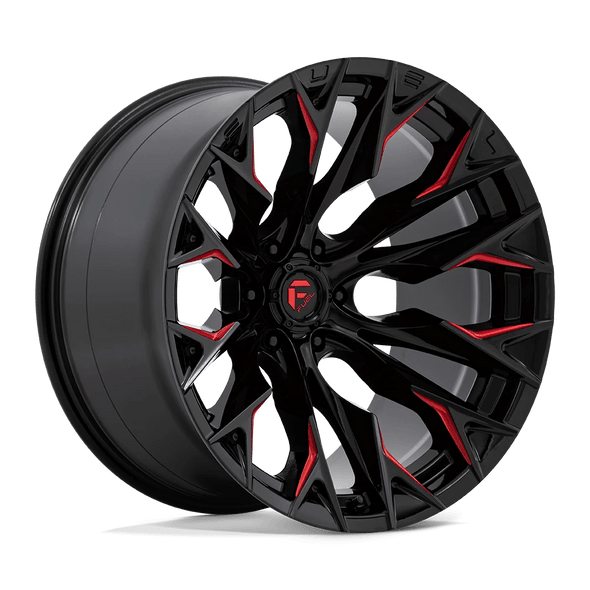 Fuel D823 FLAME 22x12 ET-44 6x139.7 106.10mm GLOSS BLACK MILLED W/ CANDY RED (Load Rated 1134kg)