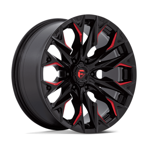 Fuel D823 FLAME 20x9 ET1 6x139.7 106.10mm GLOSS BLACK MILLED W/ CANDY RED (Load Rated 1134kg)