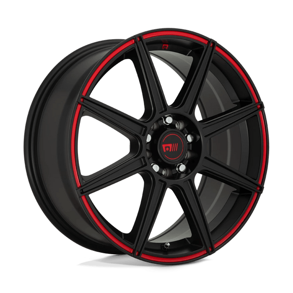 Motegi Racing MR142 CS8 16x7 ET40 5x108/114.3 72.56mm SATIN BLACK W/ RED STRIPE (Load Rated 760kg)