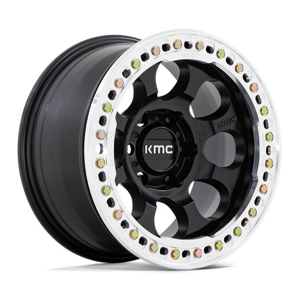 KMC KM237 RIOT BEADLOCK 17x8.5 ET0 6x139.7 108.00mm SATIN BLACK W/ MACHINED RING (Load Rated 1134kg)