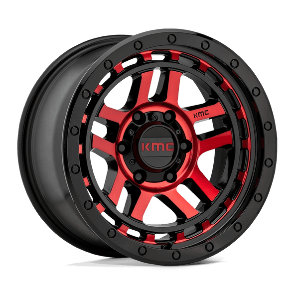 KMC KM540 RECON 18x8.5 ET0 6x139.7 106.10mm GLOSS BLACK MACHINED W/ RED TINT (Load Rated 1134kg)