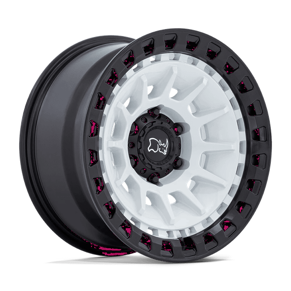 Black Rhino BARRAGE 17x8.5 ET-10 6x139.7 106.10mm GLOSS WHITE ON MATTE BLACK (Load Rated 1134kg)