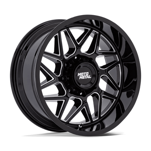 Moto Metal MO812 TURBINE 20x10 ET-18 6x140 106.10mm GLOSS BLACK MILLED (Load Rated 1202kg)