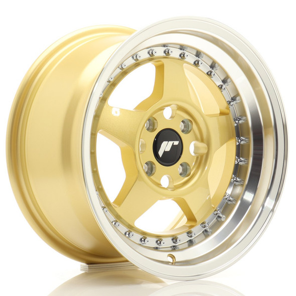 JR Wheels JR6 15x8 ET25 4x100 67.1mm Gold w/Machined Lip