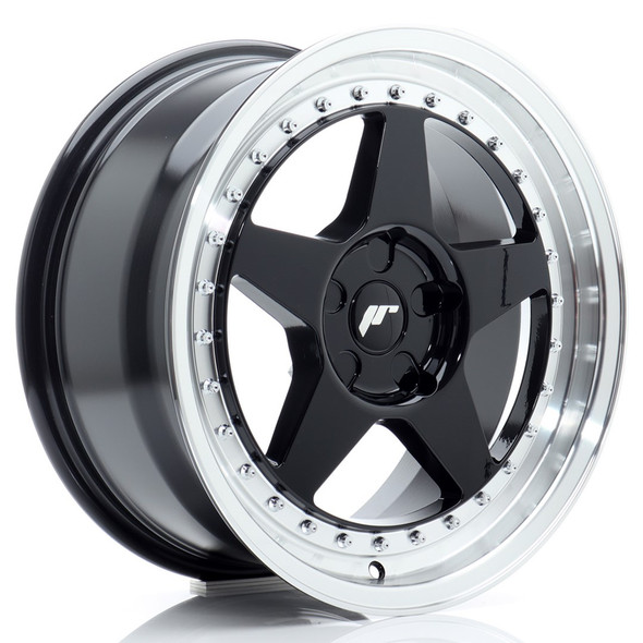 JR Wheels JR6 17x8 ET20-35 5H CUSTOM PCD 72.6mm Gloss Black w/Machined Lip