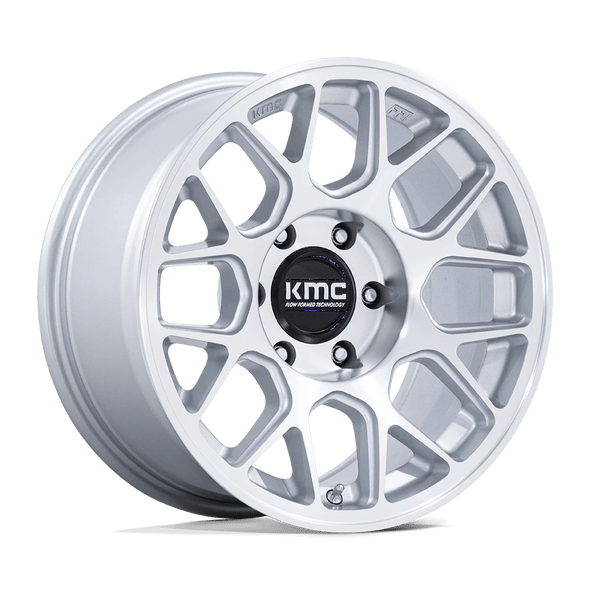 KMC KM730 HATCHET 17x8.5 ET-10 6x139.7 106.10mm GLOSS SILVER W/ MACHINED FACE (Load Rated 1202kg)