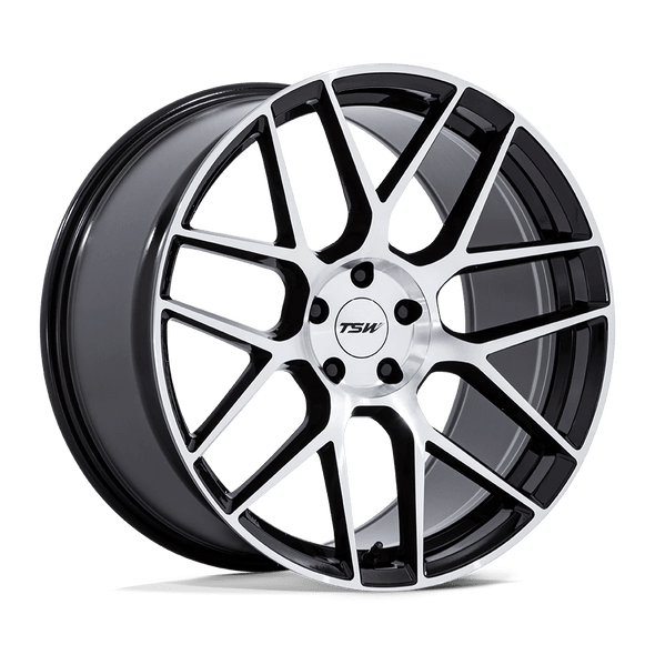 TSW TW002 LASARTHE 18x8.5 ET38 5x100 72.56mm GLOSS BLACK MACHINED (Load Rated 624kg)