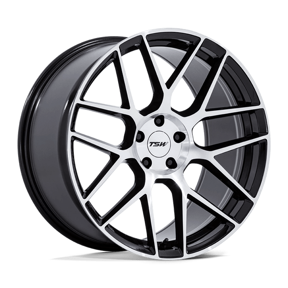 TSW TW002 LASARTHE 18x8.5 ET42 5x112 66.56mm GLOSS BLACK MACHINED (Load Rated 624kg)