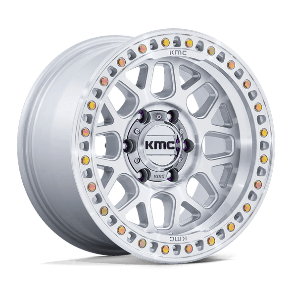 KMC KM549 GRS 17x9 ET0 6x139.7 106.10mm GLOSS SILVER W/ MACHINED FACE (Load Rated 1134kg)