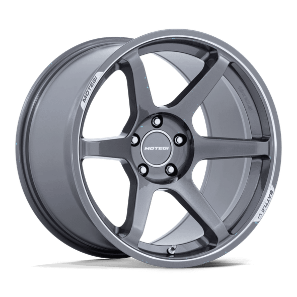 Motegi Racing MR160 BATTLE VI 18x10.5 ET35 5x120 74.10mm GLOSS GUNZILLA W/ MACHINED LIP (Load Rated 707kg)