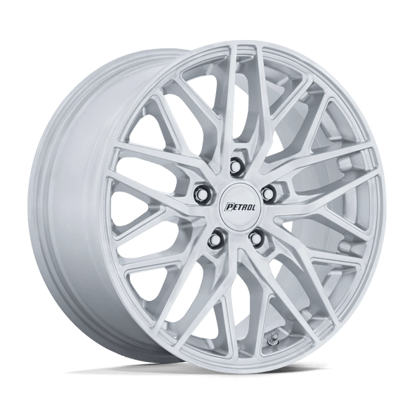 Petrol PE004 P3E 17x8 ET35 5x120 74.10mm MACHINED BRUSHED GLOSS SILVER (Load Rated 943kg)