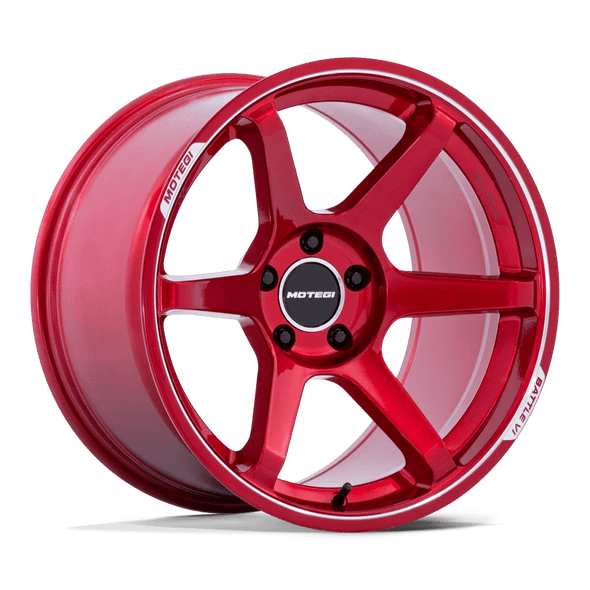 Motegi Racing MR160 BATTLE VI 18x10.5 ET25 5x114.3 72.56mm CHERRY RED METALLIC W/ MACHINED LIP (Load Rated 707kg)