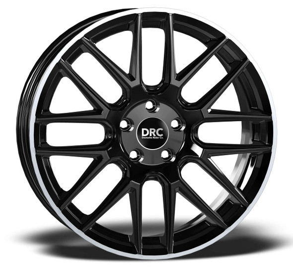 DRC Dynamo 19x8 ET45 5x112 Gloss Black / Polished Lip (Load Rated 780kg) (A9805112BP2845)